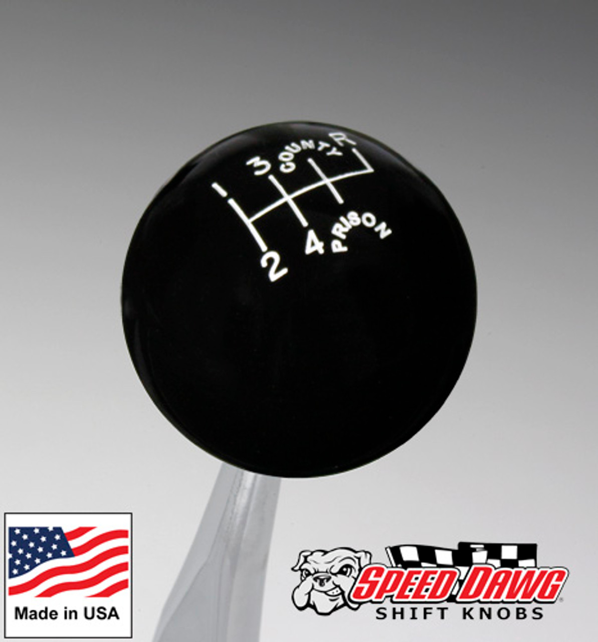 County Prison Black 6 Speed Shift Knob Reverse Upper Right